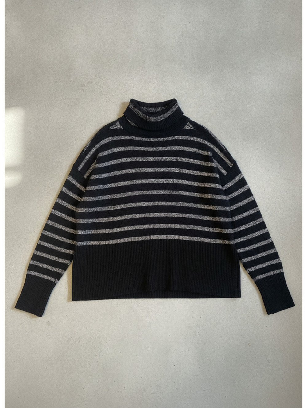 GAP Black and Gray Striped Turtleneck Sweater